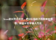 Steam超长姓名狂欢，把ID玩成段子的显眼包传奇，附超长名字输入方法
