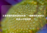 王者荣耀内置加速器来袭！一键解锁丝滑峡谷，告别460卡顿噩梦