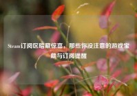Steam订阅区暗藏惊喜，那些你没注意的游戏宝藏与订阅提醒