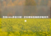 告别COD16多排卡顿！这份硬核指南助你畅爽开黑