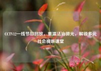 CCTV12一线节目回放，重温法治微光，解锁多元社会视听课堂