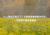 Steam物品交易不了？从原因排查到解决办法，一文帮你打通交易通道