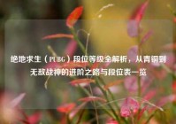绝地求生（PUBG）段位等级全解析，从青铜到无敌战神的进阶之路与段位表一览