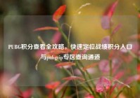 PUBG积分查看全攻略，快速定位战绩积分入口与pubgvip专区查询通道