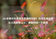 LOL本周半价英雄清单新鲜出炉！五大位置性价比之选助你上分，更新时间一文解惑