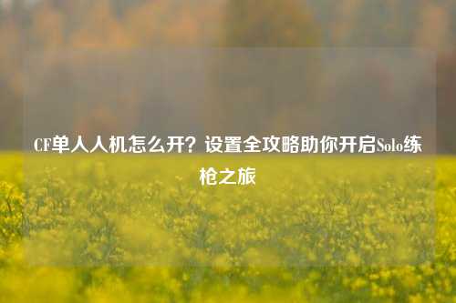 CF单人人机怎么开？设置全攻略助你开启Solo练枪之旅