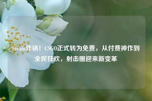 Steam炸锅！CSGO正式转为免费，从付费神作到全民狂欢，射击圈迎来新变革