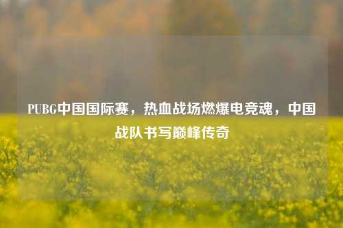 PUBG中国国际赛，热血战场燃爆电竞魂，中国战队书写巅峰传奇