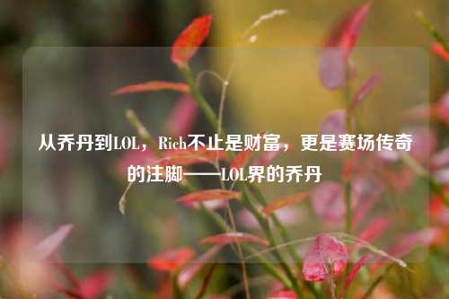 从乔丹到LOL，Rich不止是财富，更是赛场传奇的注脚——LOL界的乔丹