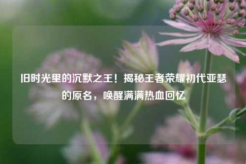 旧时光里的沉默之王！揭秘王者荣耀初代亚瑟的原名，唤醒满满热血回忆