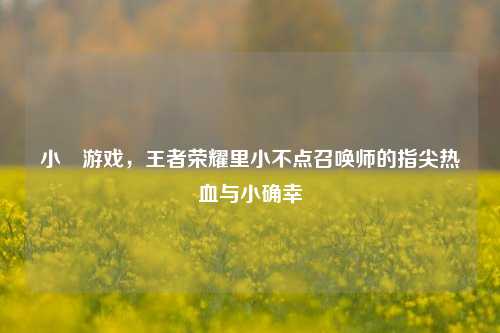 小愺游戏，王者荣耀里小不点召唤师的指尖热血与小确幸