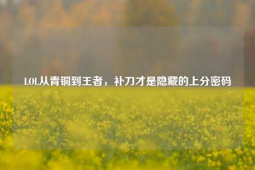 LOL从青铜到王者，补刀才是隐藏的上分密码