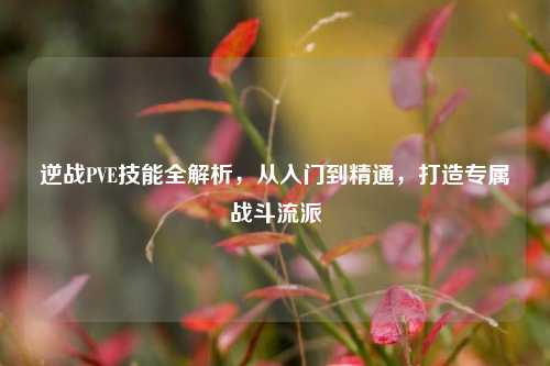 逆战PVE技能全解析，从入门到精通，打造专属战斗流派