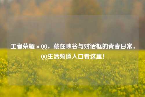 王者荣耀×QQ，藏在峡谷与对话框的青春日常，QQ生活频道入口看这里！