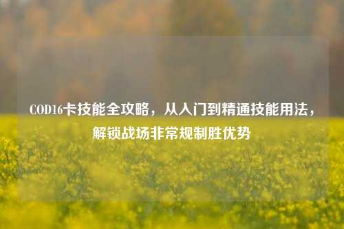 COD16卡技能全攻略,从入门到精通技能用法,解锁战场非常规制胜优势