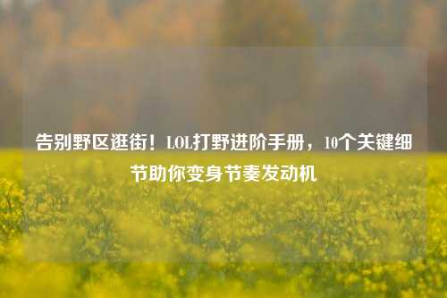 告别野区逛街！LOL打野进阶手册，10个关键细节助你变身节奏发动机