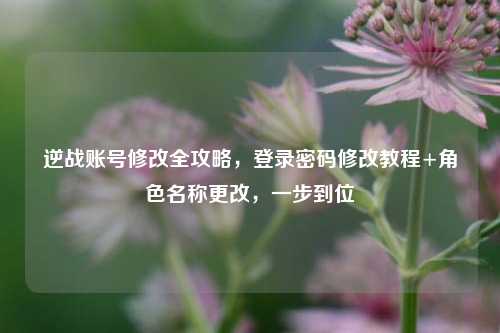 逆战账号修改全攻略，登录密码修改教程+角色名称更改，一步到位