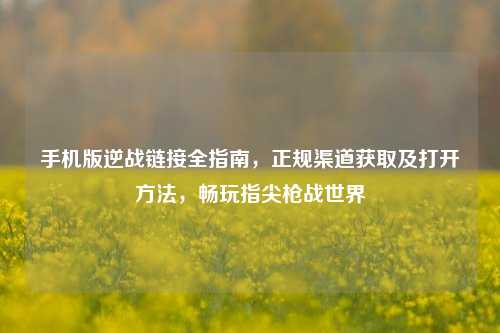 手机版逆战链接全指南,正规渠道获取及打开方法,畅玩指尖枪战世界