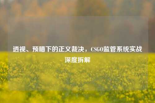 透视、预瞄下的正义裁决，CSGO监管系统实战深度拆解