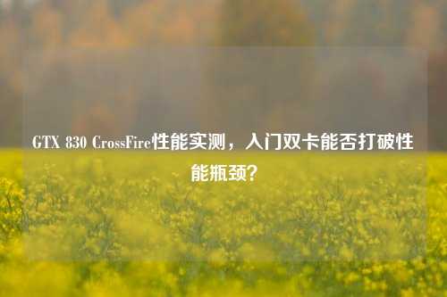 GTX 830 CrossFire性能实测,入门双卡能否打破性能瓶颈?