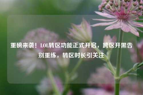 重磅来袭！LOL转区功能正式开启，跨区开黑告别重练，转区时长引关注