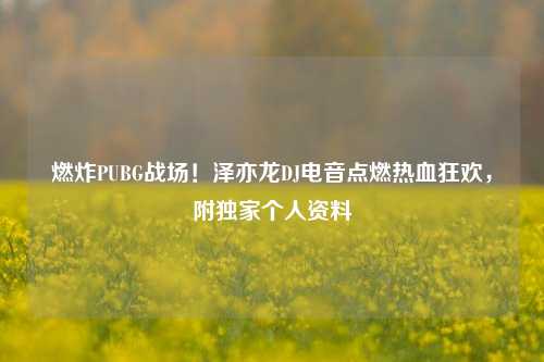 燃炸PUBG战场！泽亦龙DJ电音点燃热血狂欢，附独家个人资料