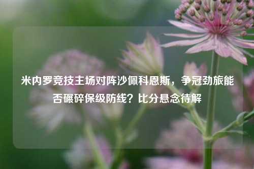 米内罗竞技主场对阵沙佩科恩斯，争冠劲旅能否碾碎保级防线？比分悬念待解
