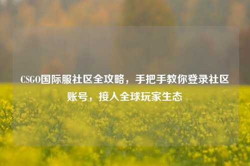 CSGO国际服社区全攻略，手把手教你登录社区账号，接入全球玩家生态