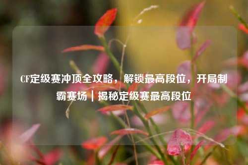 CF定级赛冲顶全攻略，解锁最高段位，开局制霸赛场｜揭秘定级赛最高段位