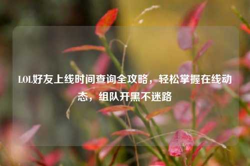 LOL好友上线时间查询全攻略，轻松掌握在线动态，组队开黑不迷路