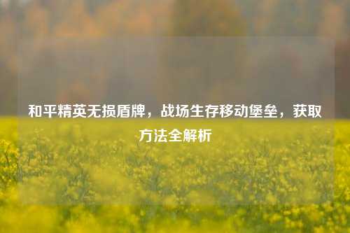 和平精英无损盾牌，战场生存移动堡垒，获取方法全解析