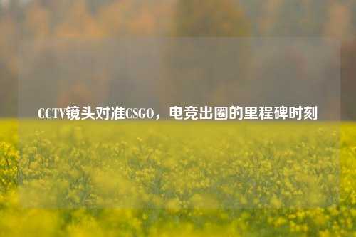 CCTV镜头对准CSGO,电竞出圈的里程碑时刻