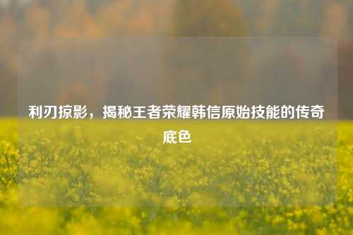 利刃掠影，揭秘王者荣耀韩信原始技能的传奇底色