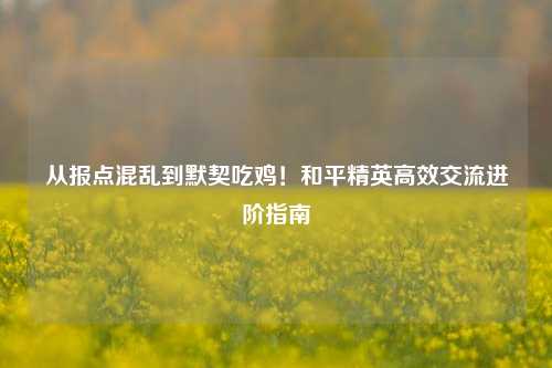 从报点混乱到默契吃鸡！和平精英高效交流进阶指南