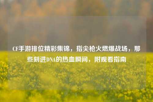 CF手游排位精彩集锦,指尖枪火燃爆战场,那些刻进DNA的热血瞬间,附观看指南