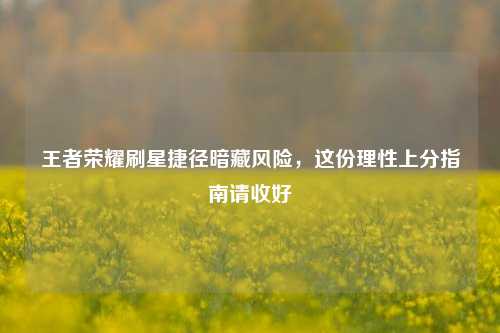 王者荣耀刷星捷径暗藏风险,这份理性上分指南请收好