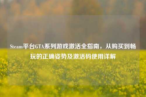 Steam平台GTA系列游戏激活全指南,从购买到畅玩的正确姿势及激活码使用详解