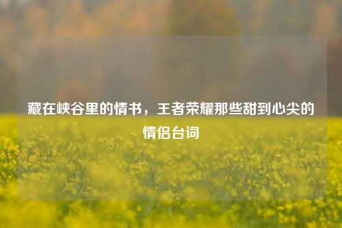 藏在峡谷里的情书，王者荣耀那些甜到心尖的情侣台词
