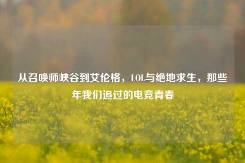 从召唤师峡谷到艾伦格,LOL与绝地求生,那些年我们追过的电竞青春