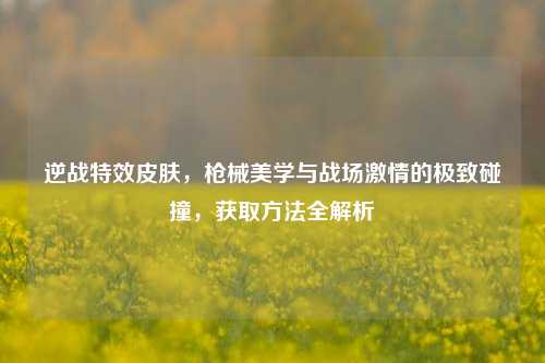 逆战特效皮肤，枪械美学与战场激情的极致碰撞，获取方法全解析