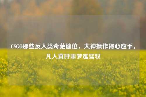 CSGO那些反人类奇葩键位,大神操作得心应手,凡人直呼噩梦难驾驭
