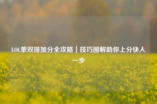 LOL单双排加分全攻略｜技巧图解助你上分快人一步