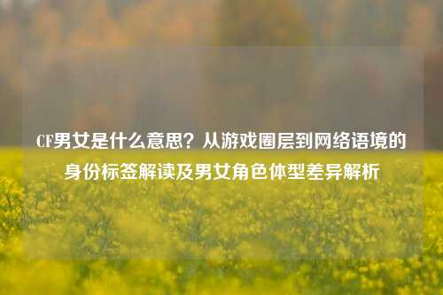 CF男女是什么意思？从游戏圈层到网络语境的身份标签解读及男女角色体型差异解析