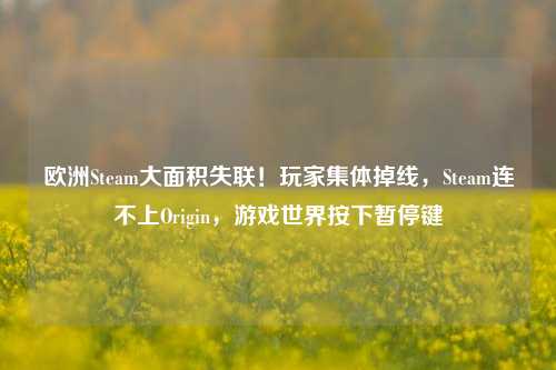欧洲Steam大面积失联!玩家集体掉线,Steam连不上Origin,游戏世界按下暂停键