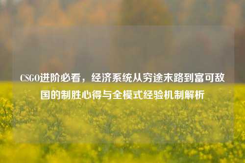 CSGO进阶必看,经济系统从穷途末路到富可敌国的制胜心得与全模式经验机制解析