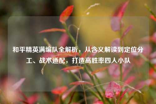 和平精英满编队全解析，从含义解读到定位分工、战术适配，打造高胜率四人小队