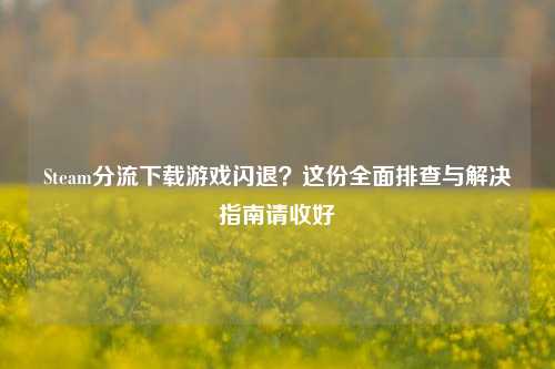 Steam分流下载游戏闪退？这份全面排查与解决指南请收好