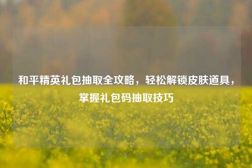 和平精英礼包抽取全攻略,轻松解锁皮肤道具,掌握礼包码抽取技巧