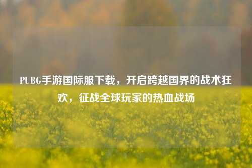 PUBG手游国际服下载,开启跨越国界的战术狂欢,征战全球玩家的热血战场