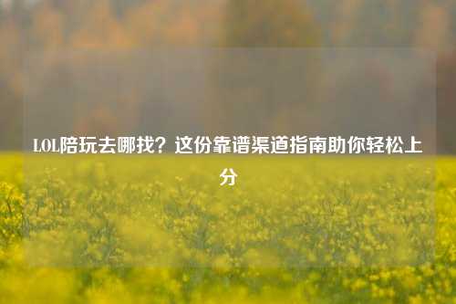 LOL陪玩去哪找？这份靠谱渠道指南助你轻松上分